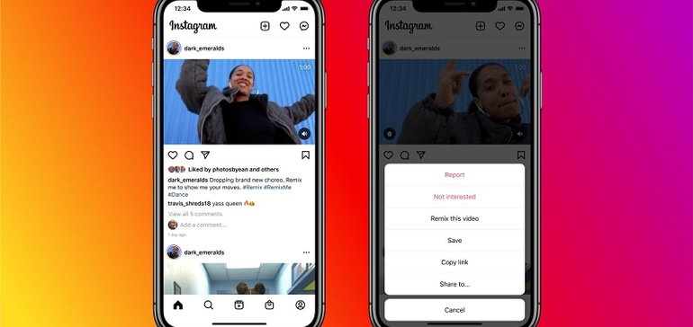 Instagram amplía la opción Video Remix a todos los videos, no solo a los clips de carretes