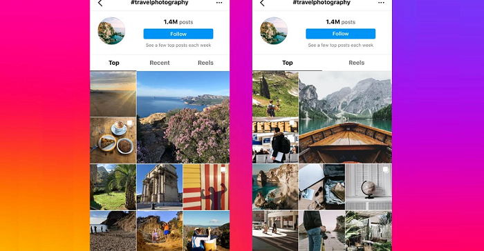 Instagram prueba la eliminación de la pestaña 'Reciente' de las búsquedas de hashtags