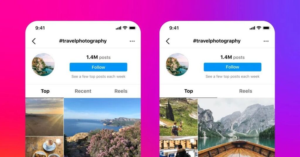 Instagram baraja contenido de hashtag en una nueva prueba que elimina su pestaña 'reciente'