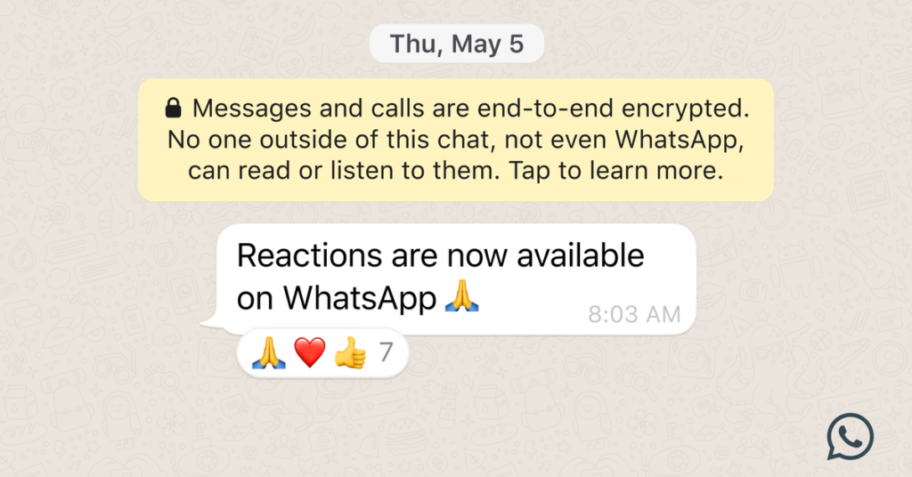 WhatsApp lanza reacciones emoji, archivos más grandes y grupos masivos