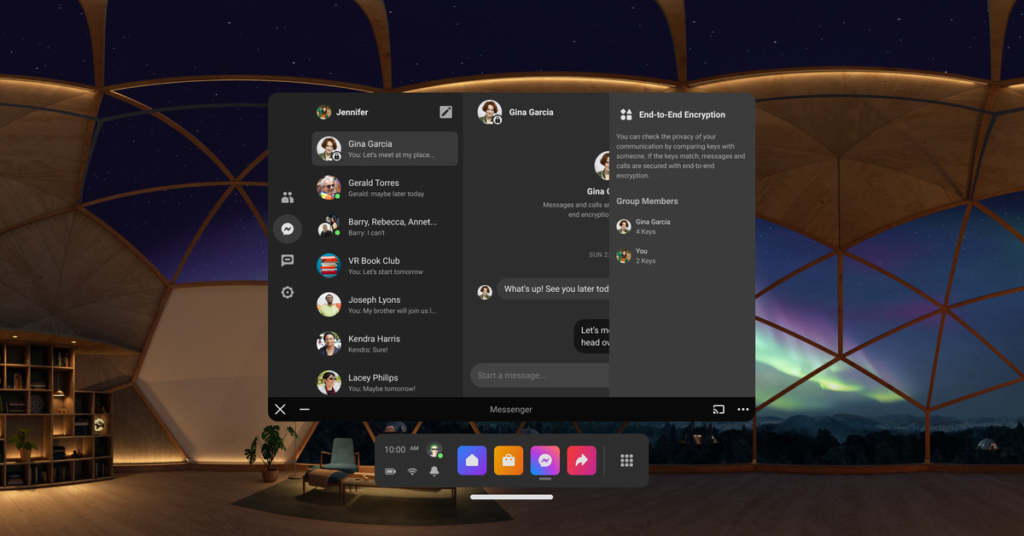 Meta está probando el cifrado de extremo a extremo para la aplicación VR Messenger de Quest