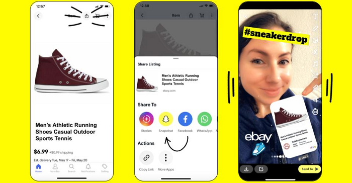 Snapchat lanza una nueva opción para mostrar listados de eBay en Snaps