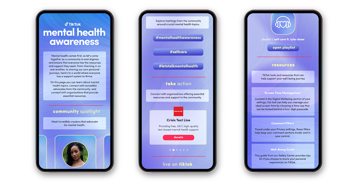 TikTok anuncia nuevos eventos en vivo y destacados para el mes de concientización sobre la salud mental