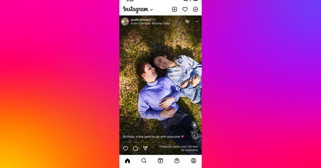 Instagram está probando un feed de pantalla completa similar a TikTok